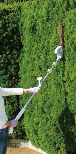 伸縮コードレス高枝生け垣・草刈バリカン 白 申し受ける式