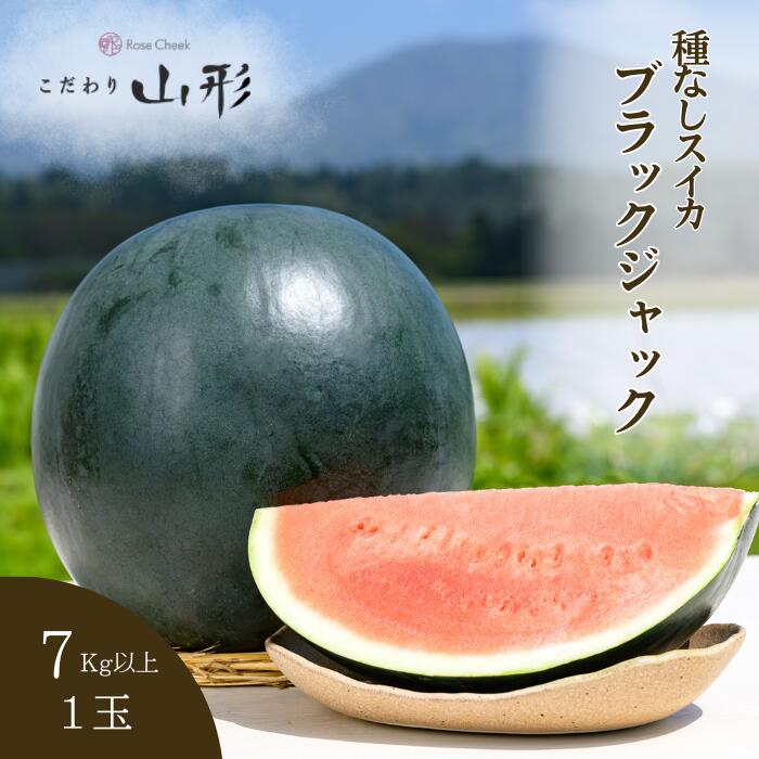 【予約開始 7月下旬以降順次発送予定】ブラックジャック スイカ 大玉 山形県産 村山 7kg以上 種なし ギフト お中元 贈答用 山形 すいか