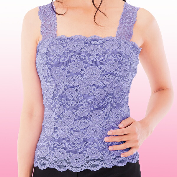 楽天市場 レディース インナー 下着 レース カップ付レースタンクトップ ラベンダーカップ付レースタンクトップ ラベンダー こだわり雑貨本舗