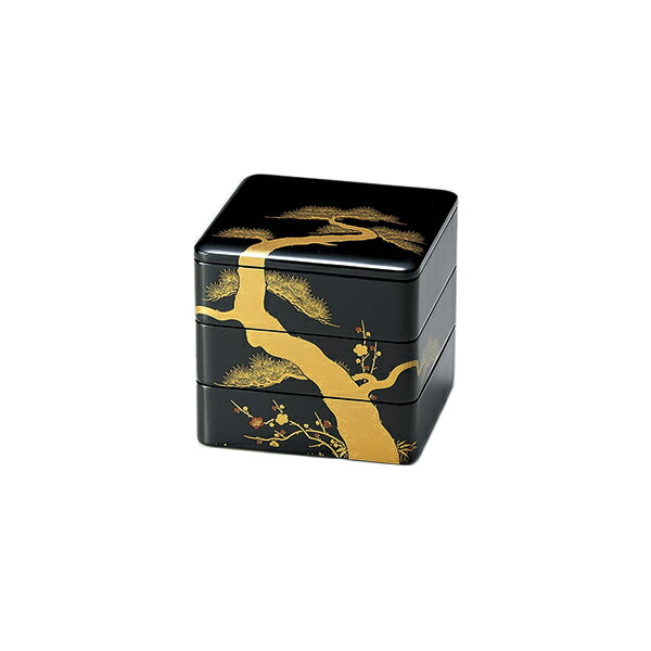 骨董　黒字金松竹梅　重箱　Urushi BOX お正月　お節 お値下げ。骨董 黒字金松竹梅 重箱 Urushi BOX お正月 お節