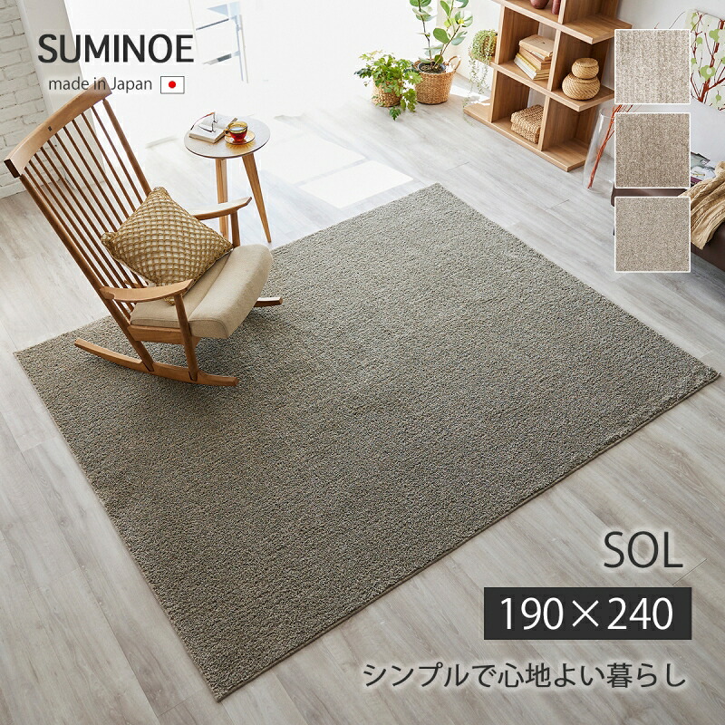 マット カーペット 敷物 ラグ ソル22AW 190×240 ソル 22AW 190 240 四角 長方形 防ダニ 床暖対応 ウォッシャブル 日本製 suminoe スミノエ|こだわり雑貨本舗