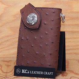 KC,s ケイシイズ 財布 ロングビルフォールド リオグランデ オーストリッチ ダチョウ革 KPB037 コンチョボタン式 春財布 二つ折り長財布 革財布 メンズ レディース KC'S ケイシーズ ケーシーズ 日本製 本革 ブランド 優れものＡ｜優れものＡ