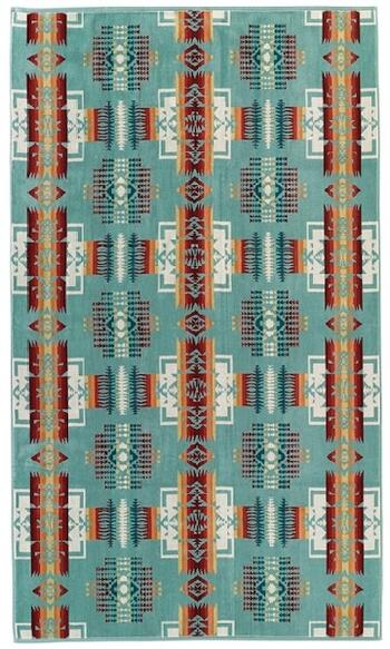 【即納品】PENDLETON ペンドルトン オーバーサイズ ジャガード タオル チーフジョセフ アクア XB233 178cm×102cm ブランケット 大判 スパタオル バスタオル ビーチタオル タオルケット ブランケット ひざ掛け アメカジ アウトドア インテリア ネイティブ雑貨 優れものＡ