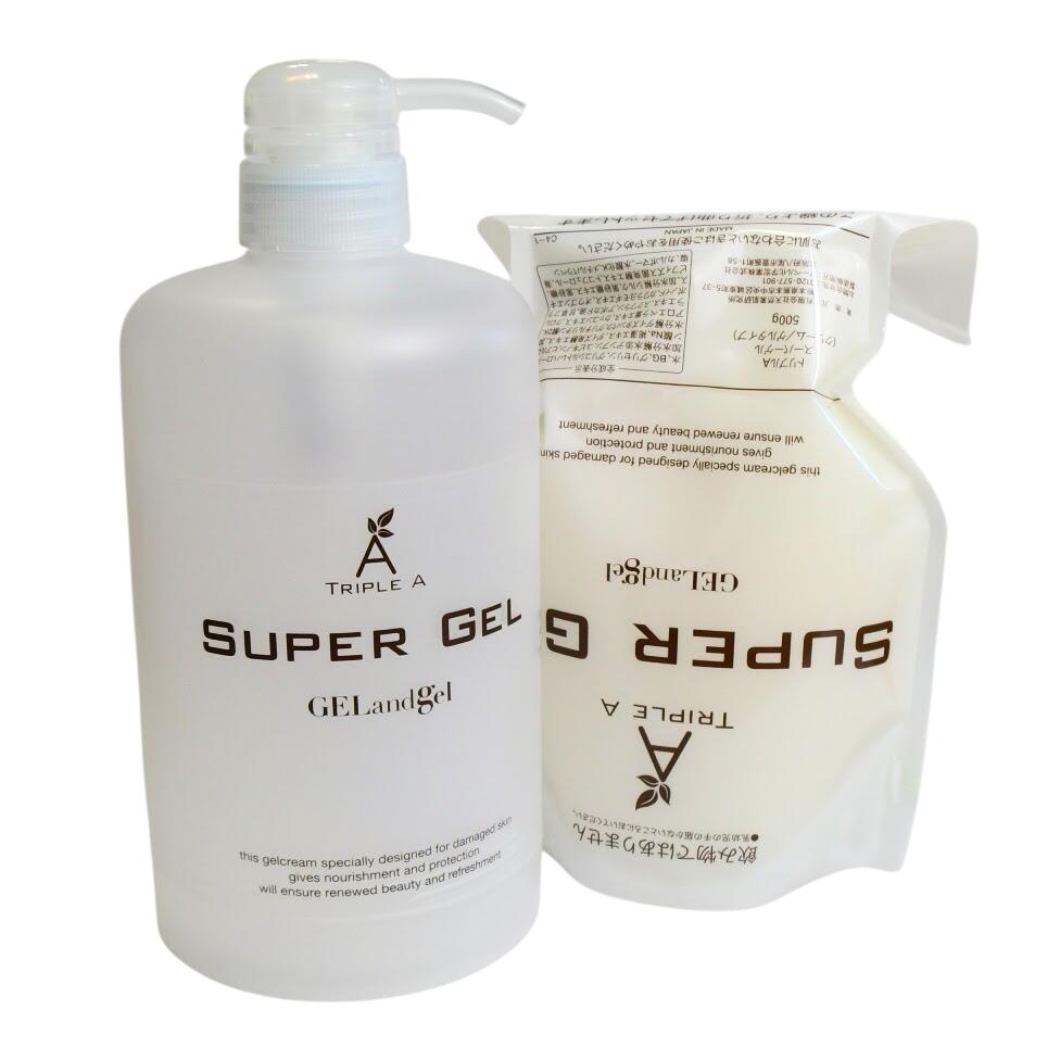 ゲルアンドゲル トリプルＡ スーパーゲル クリーム/ゲルタイプ 500g 詰め替え用 SG-103 NET500g GELandgel オールインワン化粧品 ゲルクリーム ジェル コエンザイムQ10 ヒアルロン酸 基礎化粧液 潤い 保湿成分 天然由来 大容量 ポンプ式 乾燥肌 敏感肌 優れものＡ