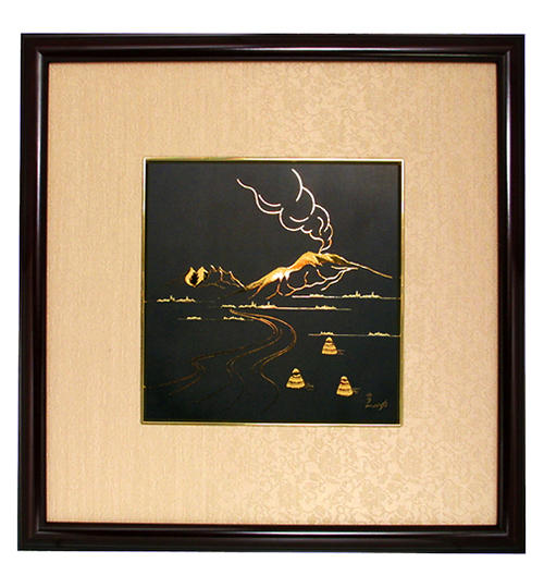 肥後象嵌 光助 純金細工 絵画 純金細工】絵画(菖蒲) – 肥後象嵌 光助