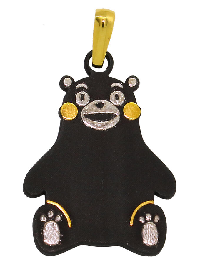 くまモン ペンダント 座 KM-06新 くまモン グッズ 肥後象嵌 伝統工芸品 日本製 高級 ブランド 純金 金細工 24金 18金 アクセサリー 熊本 名産 お土産 伝統工芸 肥後象眼 象嵌細工 Higo Zogan 海外向け 外国人 Kumamon ゴールド お年寄り 高齢者 シニア 優れものＡ