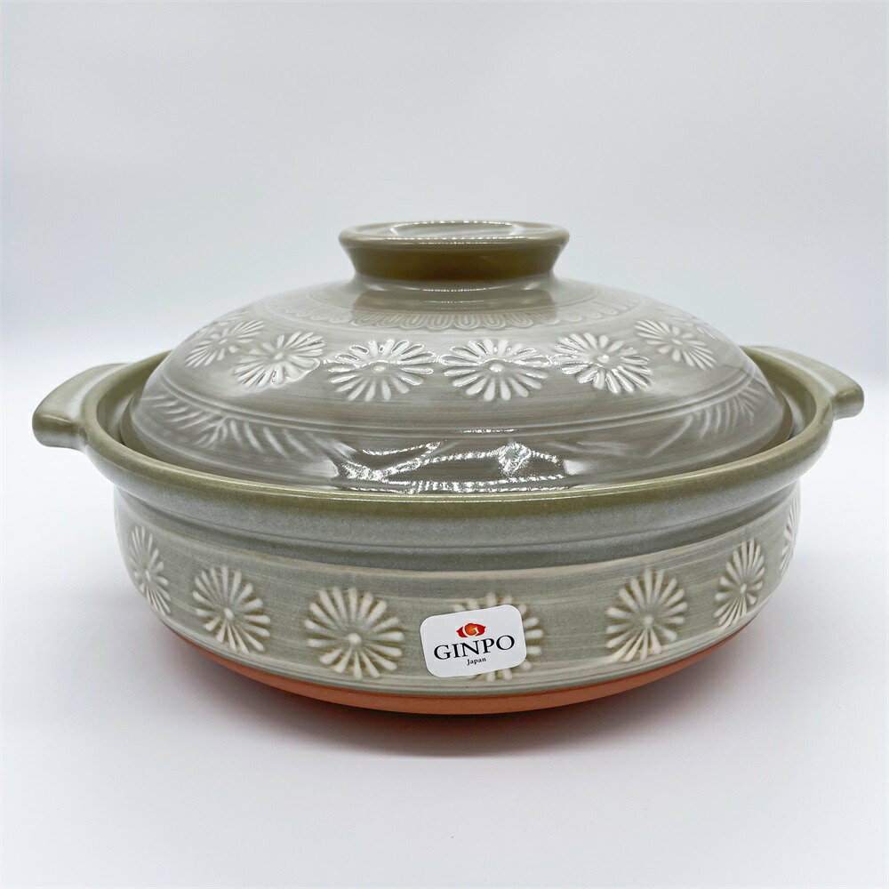 楽天市場】銀峯 花三島 IH土鍋 8号深鍋 2-3人用 2.2L 土鍋 プレート