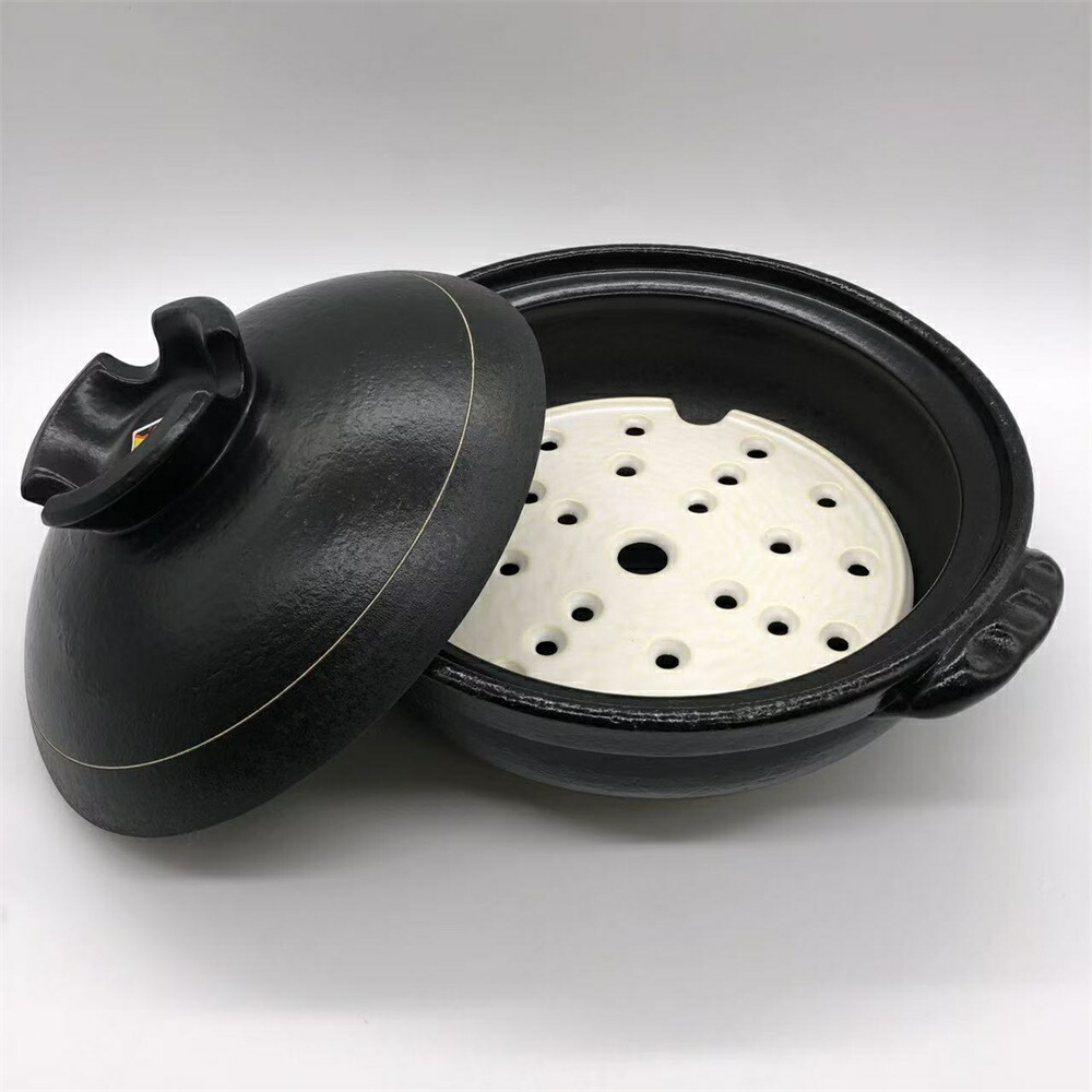 楽天市場】黒釉 かき落とし スチーム鍋 耐熱鍋 土鍋 蒸し土鍋 万能鍋