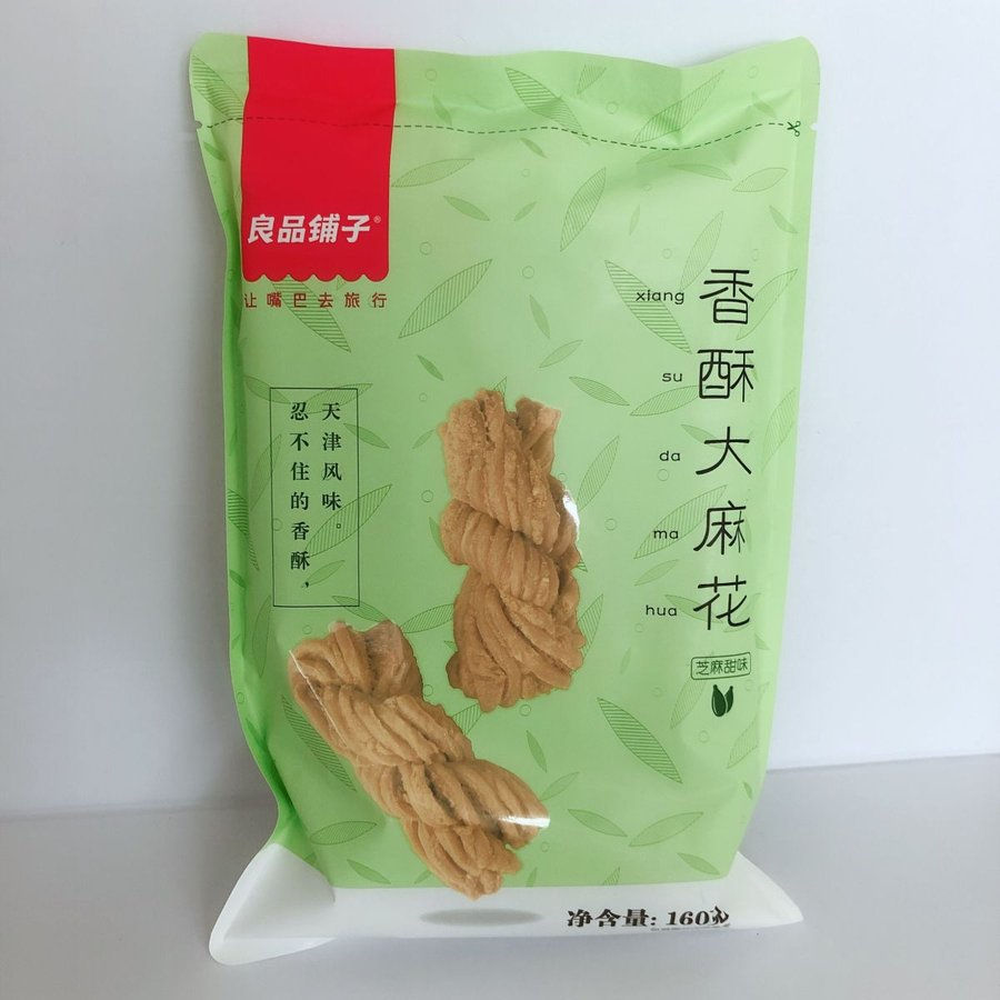 市場 良品舗子 香酥大麻花 麻花160g ツイストクラッカー 芝麻甜味 胡麻味