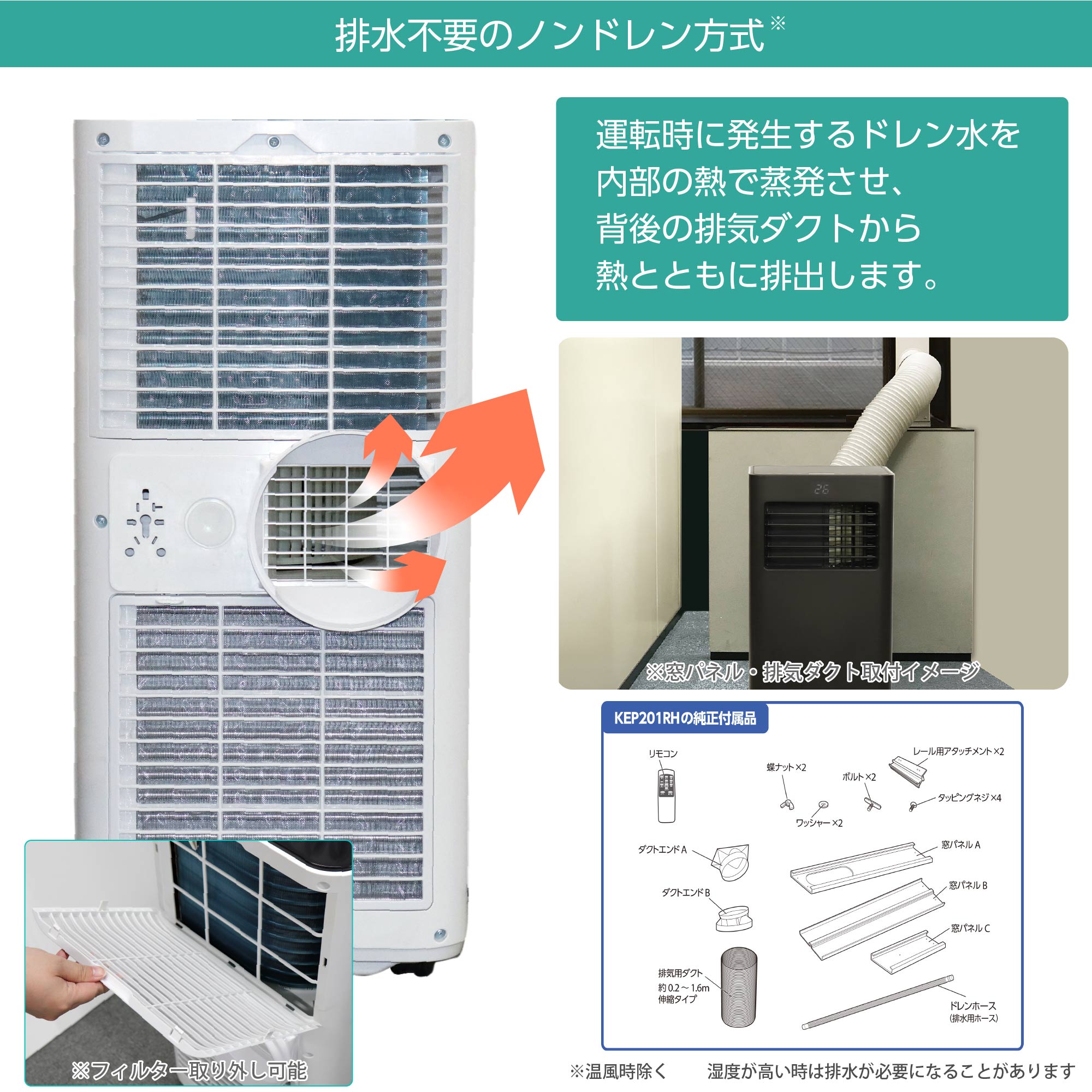 定休日以外毎日出荷中 広電 移動式エアコン ドレンホー 排気ダクト付 タイマー付 送風 除湿 温風 冷風 その他