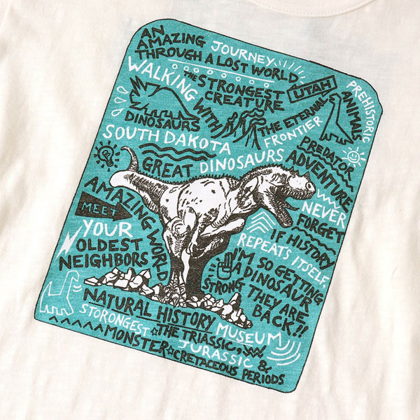 2020夏【F.O.KIDS/エフオーキッズ】ティラノサウルスプリントTシャツ≪80cm90cm95cm100cm110cm120cm130cm140cm≫子供服キッズ女の子男の子女児男児子ども半袖Tシャツ恐竜アメカジトップス