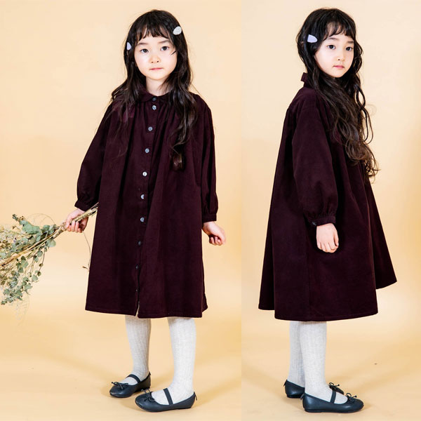 2023夏【ampersandpremier/アンパサンドプルミエ】たっぷりギャザーシャツワンピース≪70cm80cm90cm100cm110cm120cm130cm140cm≫キッズスカートベビーシンプルかわいい綿無地長袖エフオーFO