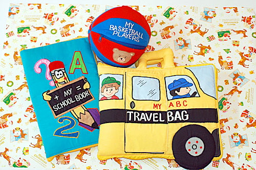 布絵本MY ABC TRAVEL BAG SCHOOL BUSMY SCHOOL BOOK英語刺しゅう版おまけ付きバスケットプレイヤーズプレイラーンギフトセット選んで!!無料ギフトラッピング