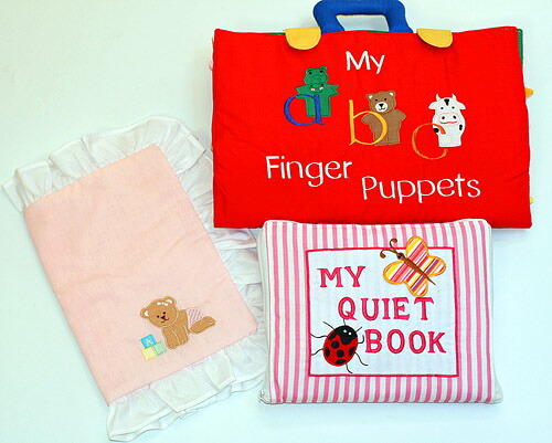 布絵本My abc Finger puppets&MY QUIET BOOK ピンクストライプ&おまけ付きピローケース知能開発レッスンブックプレイ&ラーンギフトセット幼児教育英語教育選んで!!無料ギフトラッピング|こども生活クラブ