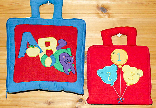 布絵本 MY ABC BAG &バルーンのかずあそび 1 2 3 刺しゅう布絵本 ファーストステップギフトセット2点組 英語教育 幼児教育 【知能開発レッスンブック】 選んで!!無料ギフトラッピング