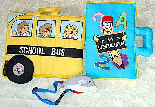 布ピクチャーブックMY ABC TRAVEL BAG/SCHOOL BUS\u0026MY SCHOOL BOOK英語縫いピクチャーブック\u0026おまけ付き添い人ウエストポーチドルフィンプレイ\u0026ラーン\