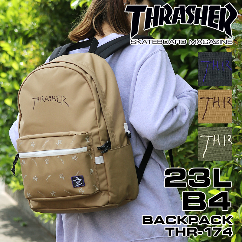 21年6月新入荷 Thrasher スラッシャー Gonz Thr 174 リュック デイパック バックパック リュックサック B4 23l 撥水生地 刺繍 普段使い デイリー タウン 通勤 通学 スポーツ 旅行 レディース メンズ 大学生 高校生 中学生 正規品 ブランド オシャレ カジュアル 人気