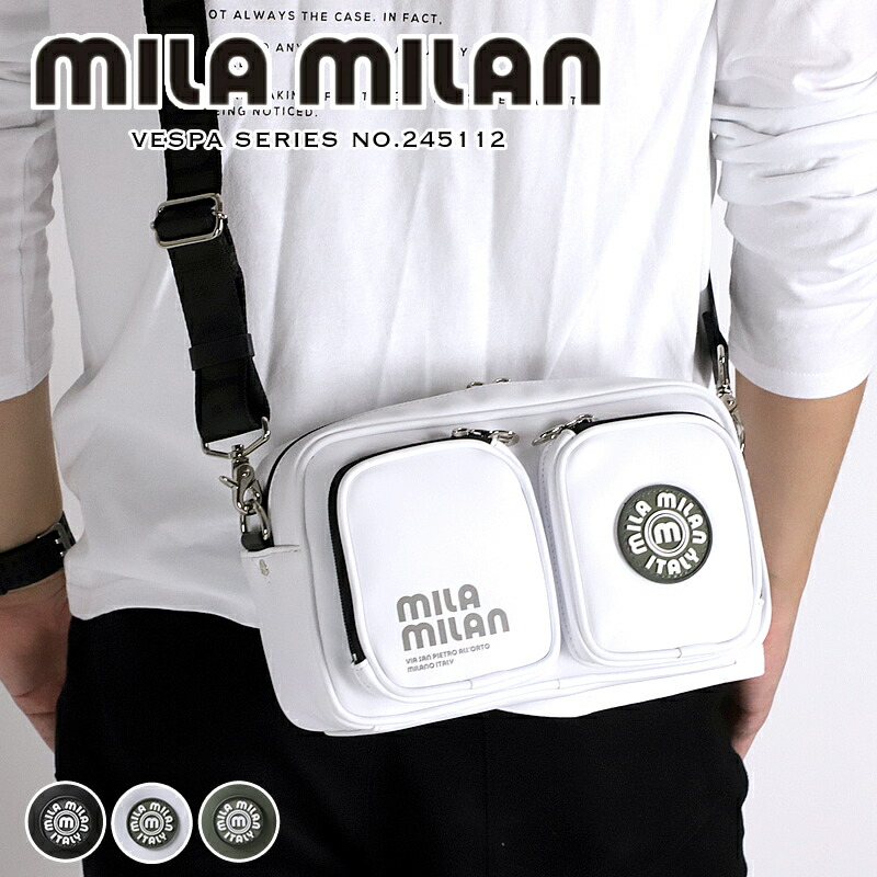 ミラミラン ショルダーバッグ 御徒面子 メンズ ブランド名 MILA MILAN VESPA ベスパ 245112 ミニショルダーバッグ 曲がった掛け御徒面子 曲がったがけ 膝掛け 肩がけ 肩先合財袋 横型 旅する 商行為 通い ゴルフ  レディース 男女兼用 一般受け オシャレ 心地好い  鞄 かばん 鞄