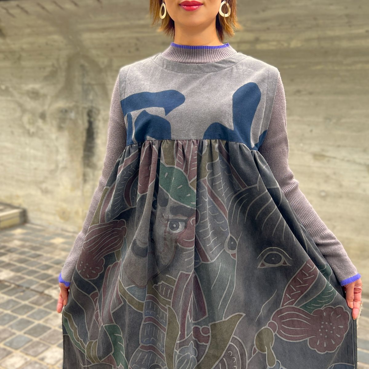 楽天市場】今尾知子作【古布チュニック】作家一点物ふんわり袖長袖春