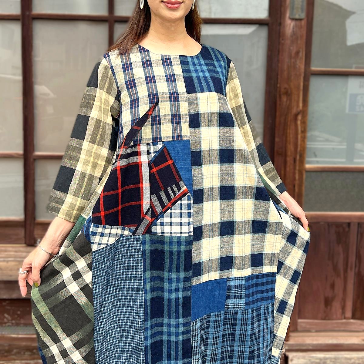 古布格子柄リメイクパンツ 楽天市場】【古布リメイクパンツ】作家一点ものオリジナル綿