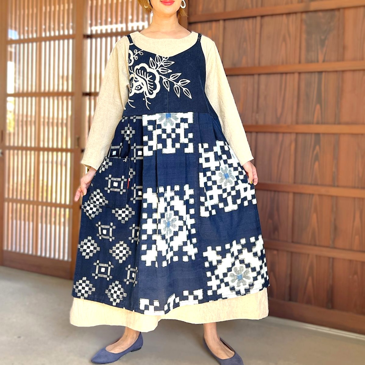 楽天市場】【古布リメイクワンピース】作家一点物オリジナル綿