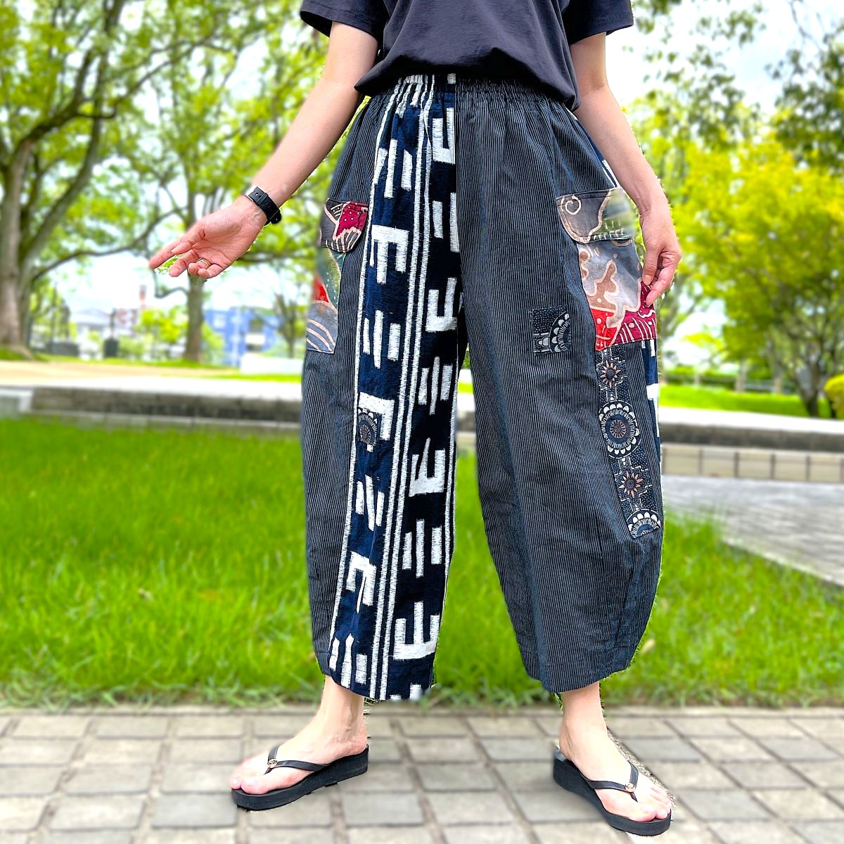 楽天市場】【古布リメイクパンツ】作家一点ものオリジナル綿