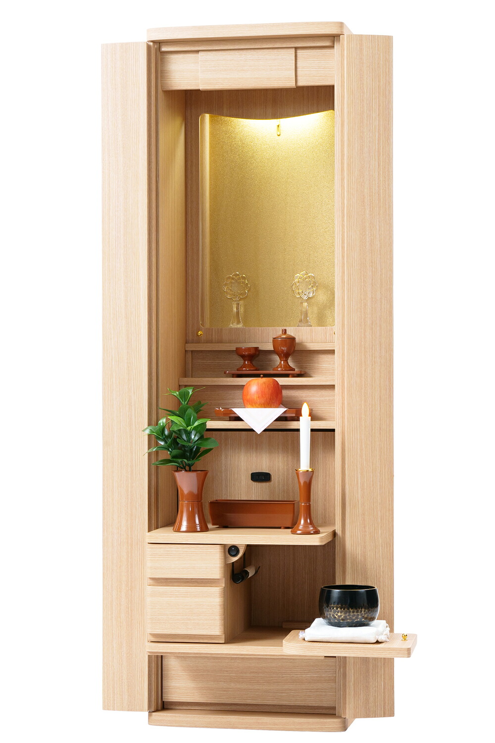 創価学会仏壇/家具調仏壇/コンパクト仏壇/モダン/ミニ仏壇/ランセル手動式アクリル板(ホワイトアッシュ)|壁掛け仏壇の広布堂 店