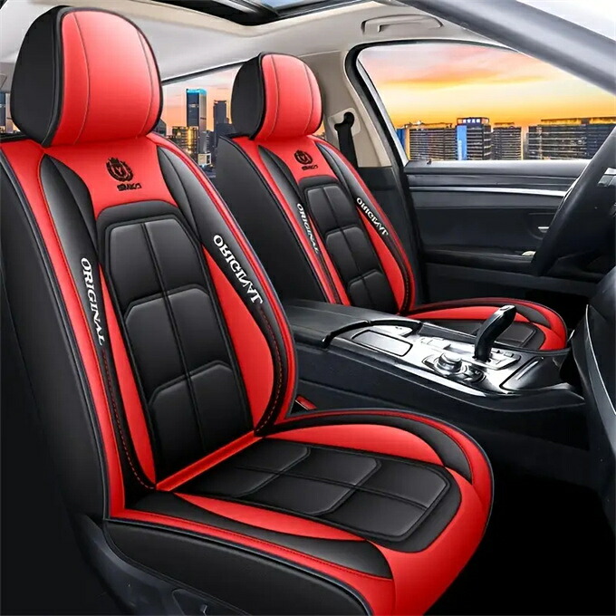 1枚 ユニバーサルカーシートカバー、PUレザーシートカバークッション、カーシートプロテクターマット、セダン/SUV用 カーアクセサリー(フロントシートカバー1枚のみ)|幸福の家 店