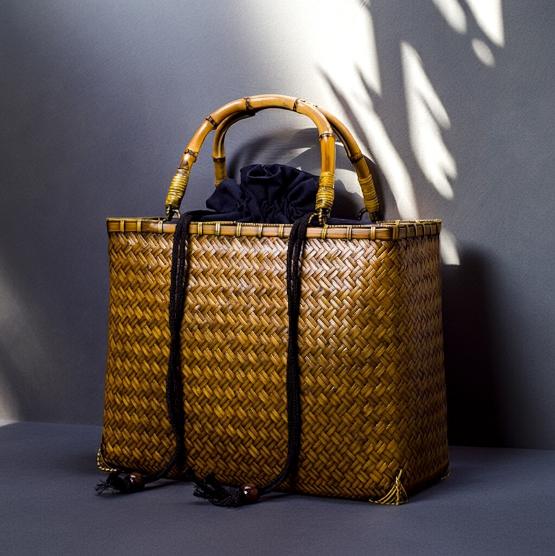 楽天市場】天然素材×職人手作 竹編×革 2WAYバッグ 手提＆ショルダー