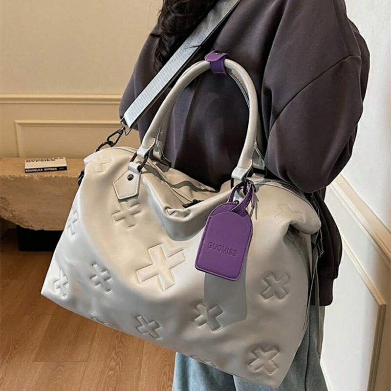 ファッションエンボス加工PUレザーの大容量トラベルバッグ/ハンドバッグ、マルチポケットラゲッジバッグ、便利なハンドヘルドジムバッグ、濡れたものと乾いたものを分離できるヨガバッグ、多機能トラベルバッグ、軽量トレーニングバッグ