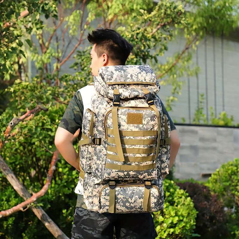 80L 大容量ハイキングバックパック - 耐久性のあるオックスフォード素材、調節可能な肩ストラップ、複数のコンパートメント、屋外アドベンチャー、キャンプ、旅行に最適、旅行用バックパック