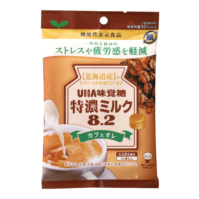 Healthy Beauty ミルクコーヒー味 ふたつ 楽天市場】味覚糖 機能性表示食品 特濃ミルク8.2 カフェオレ 93g×6入