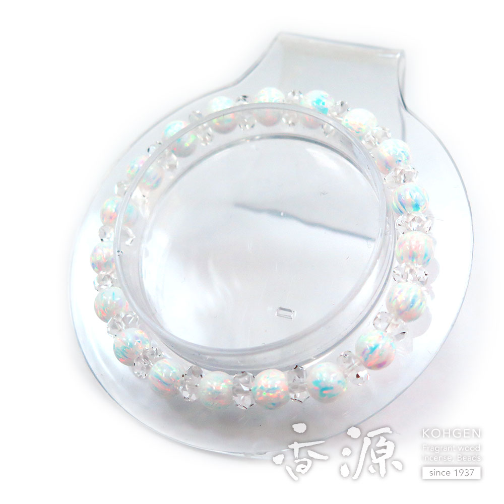 \お買い物マラソン★最大7%OFF★/京都オパール 7mm玉ブレスレット 水晶切子コンビ仕立て デザインブレス|お香・線香・香木の専門店 香源