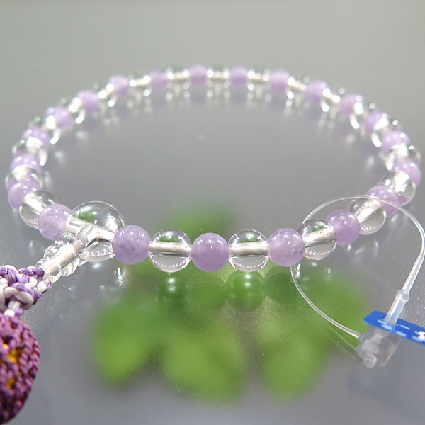 \お買い物マラソン★最大7%OFF★/女性用お数珠 水晶 7mm玉 紫瑪瑙コンビ仕立て|お香・線香・香木の専門店 香源