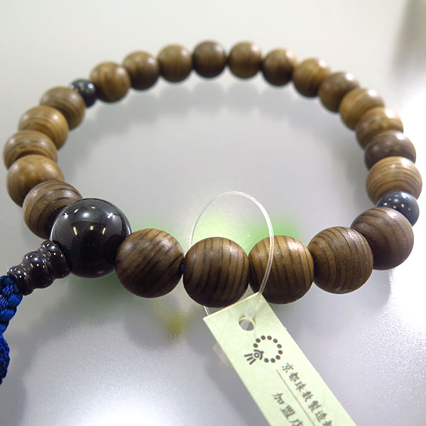 ＼お買い物マラソン！最大7％OFF／男性用お数珠 神代杉 22玉 青虎目石仕立て