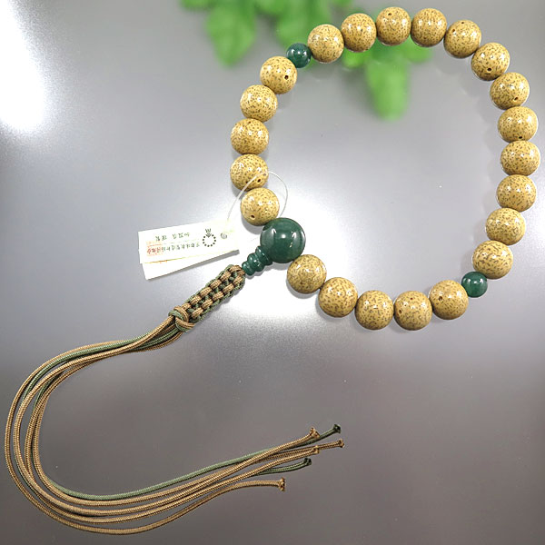 ＼お買い物マラソン！最大7％OFF／男性用数珠 星月菩提樹 ２２玉 インド翡翠仕立て 紐房