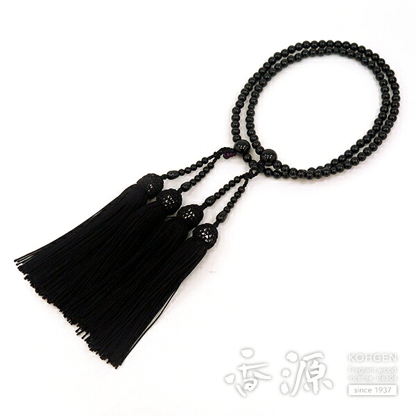 ＼お買い物マラソン★最大7％OFF★／女性用のお数珠 ブラックオニキス 黒房 二重｜お香・線香・香木の専門店 香源
