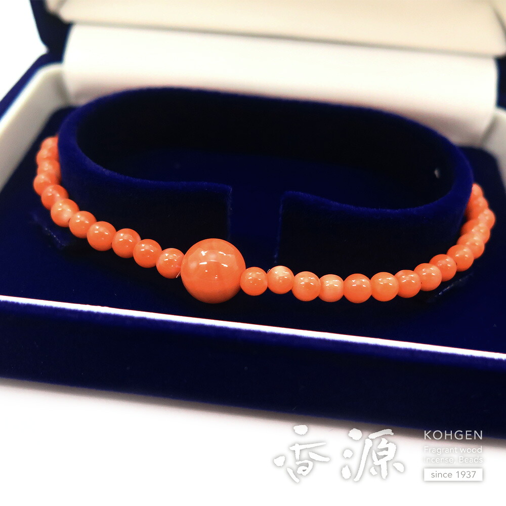 \お買い物マラソン★最大7%OFF★/桃赤珊瑚 ブレスレット 限定品 No.5|お香・線香・香木の専門店 香源
