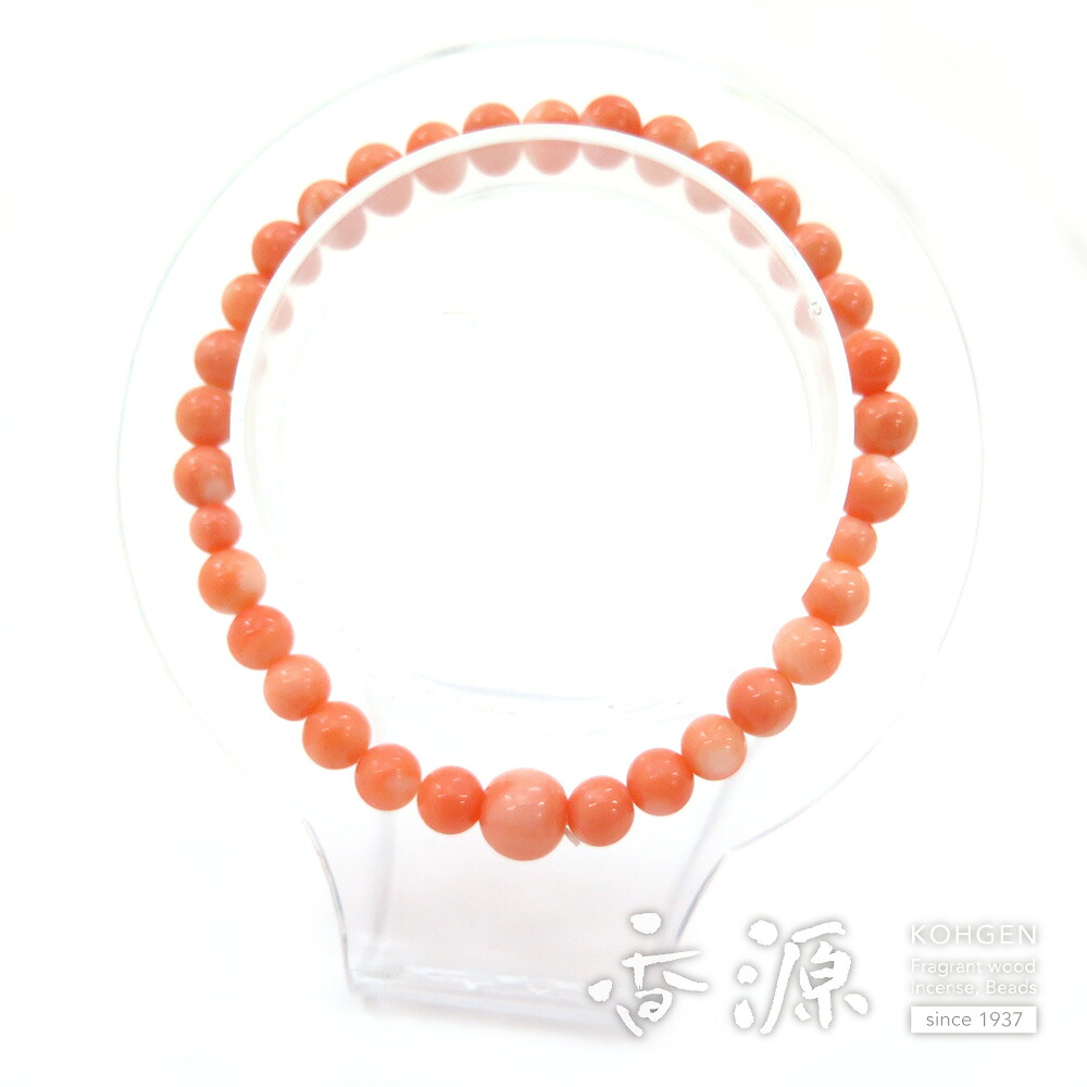 \お買い物マラソン★最大7%OFF★/桃珊瑚 ブレスレット 共仕立 限定品 No.7|お香・線香・香木の専門店 香源