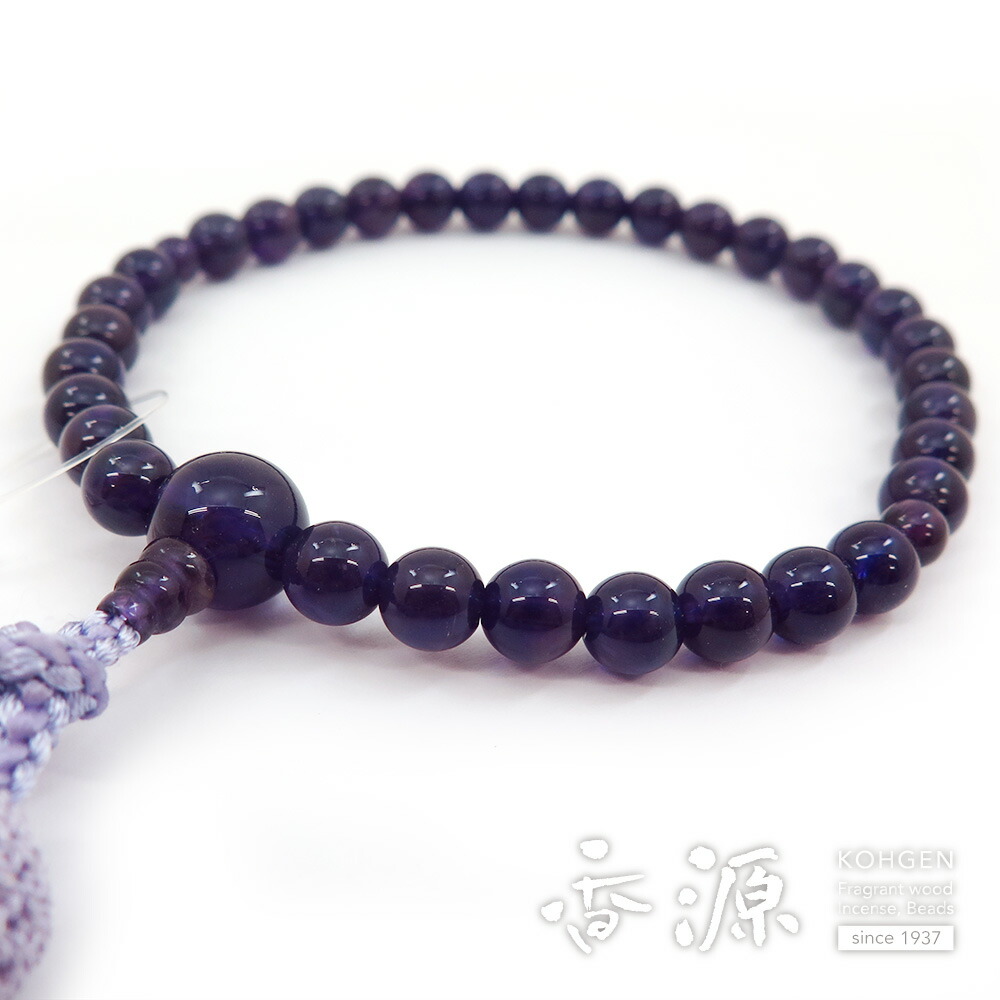 \お買い物マラソン★最大7%OFF★/女性用の数珠 紫水晶 8mm玉 共仕立て 藤房 限定品|お香・線香・香木の専門店 香源