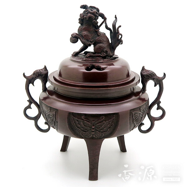 楽天市場】織田幸銅器 香炉 獅子蓋象耳(唐子遊び)61-05 高岡銅器 仏具