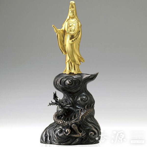 楽天市場】高岡銅器 置物 波に龍 水晶玉付 平台付 蝋型鋳銅製 村田宏作