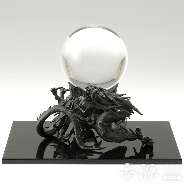 楽天市場】高岡銅器 置物 波に龍 水晶玉付 平台付 蝋型鋳銅製 村田宏作