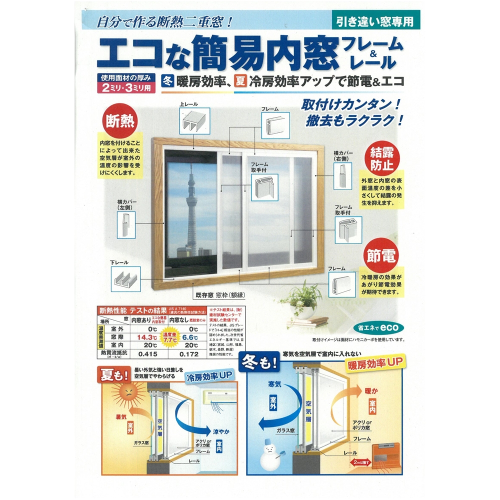 楽天市場 送料無料 あす楽対応 二重窓 エコな簡易内窓キット ｓ ｗ900ｘh900ミリ以内 7130 7239 省エネ 防音 断熱 結露 防犯 エコ内窓 二重窓 アクリサンデー すまいのコンビニ