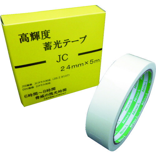 【メーカー直送T】日東エルマテ　高輝度蓄光テープ　ＪＩＳ－ＪＣ級　０．３ｍｍ×２４ｍｍ×５ｍ　グリーン NB2405C