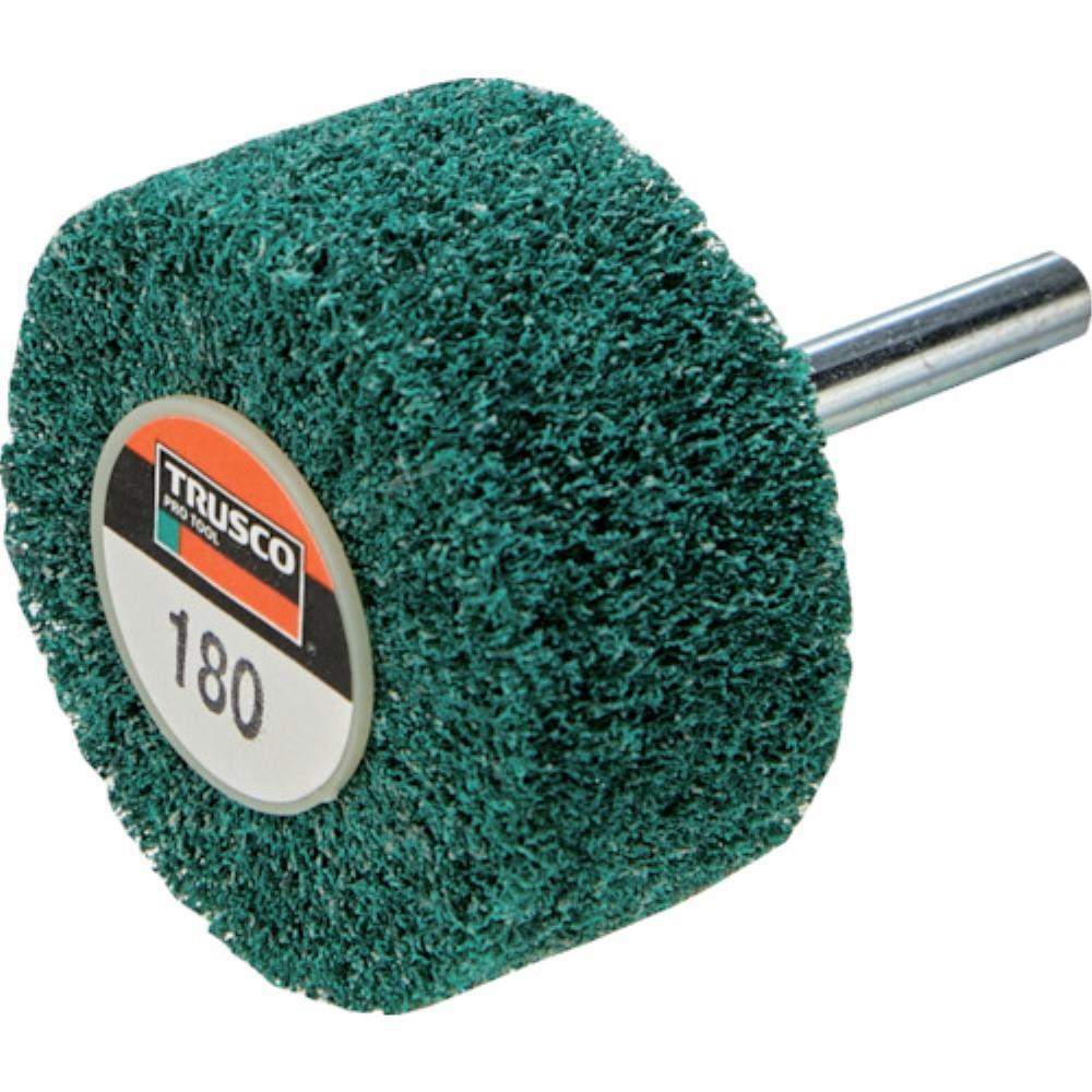 【メーカー直送T】トラスコ中山(TRUSCO)　ナイロン軸付ホイル外径Φ８０×厚み２５×軸６　１８０＃　UFN825180