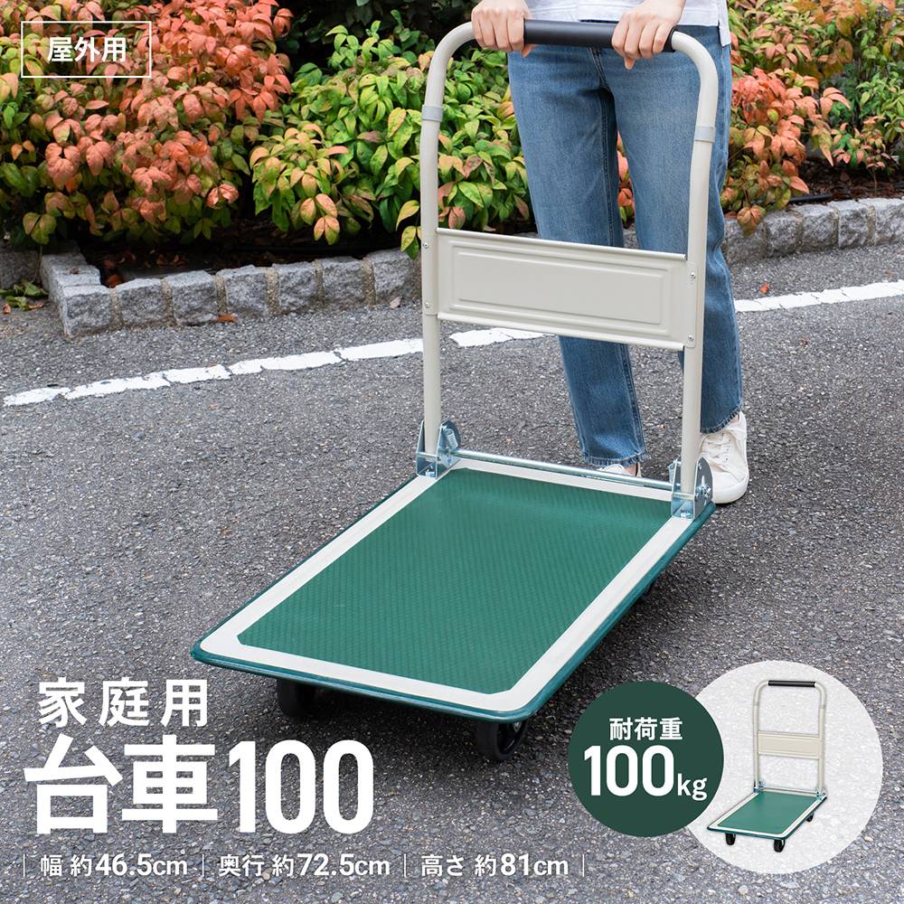 楽天市場】台車 家庭用 耐荷重100kg 運搬用 手押し台車 折りたたみ