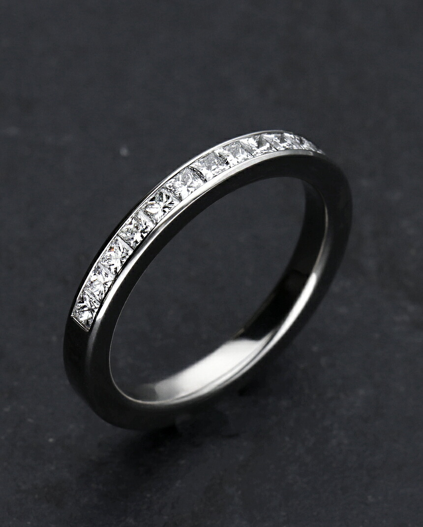【本日一粒万倍日!特別CP!】エトナ etna PT950 リング アレンジ プリンセス ハーフエタニティ eternity princess ring 幅2.55mm ダイヤモンドリング 0.53ct 3～25号 ニッケルフリー