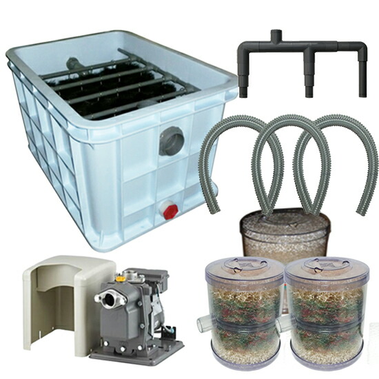 92155円 新作入荷!! ☆西日本用 3〜5tの池用濾過槽 日立 ビルジポンプ B-P100X 単相100V 60Hz HKストレーナー 庭池仕様 3個 3連ジョイント サクションホース1m 3本付 取上げ用網付