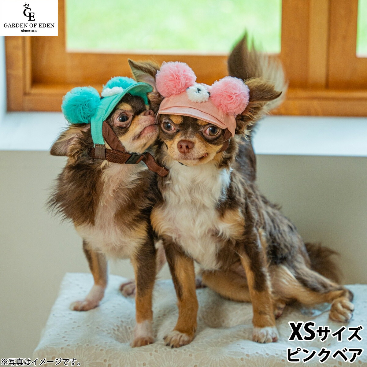 【1等最大10万ポイント当たる！20日から！】犬の帽子 ガーデンオブエデン デニムポンポンベアCAP XS ピンクベア【送料無料】 おしゃれ ファッション お出かけ
